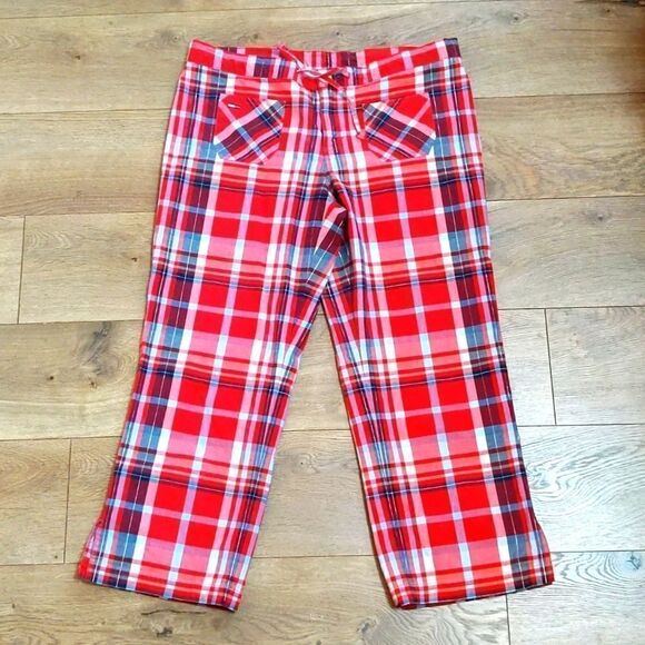 Tommy Jeans capri plaid low rise front pockets pants 7 - Picture 1 of 9